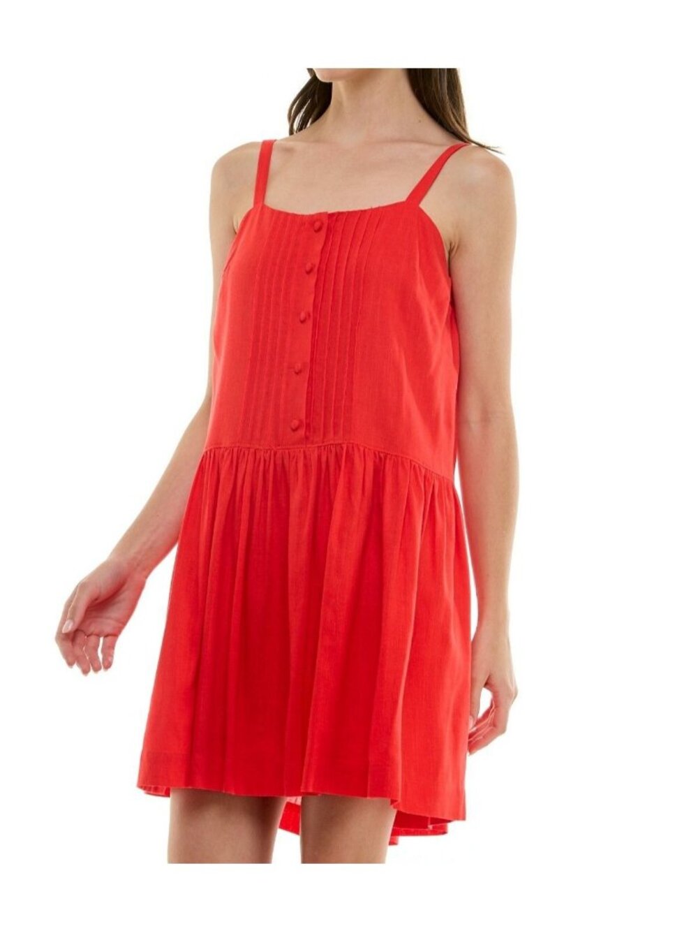 Taylor Womens Petite Pintuck Square Neck Mini Dress Tomato Size 4P NWT - Picture 2 of 7
